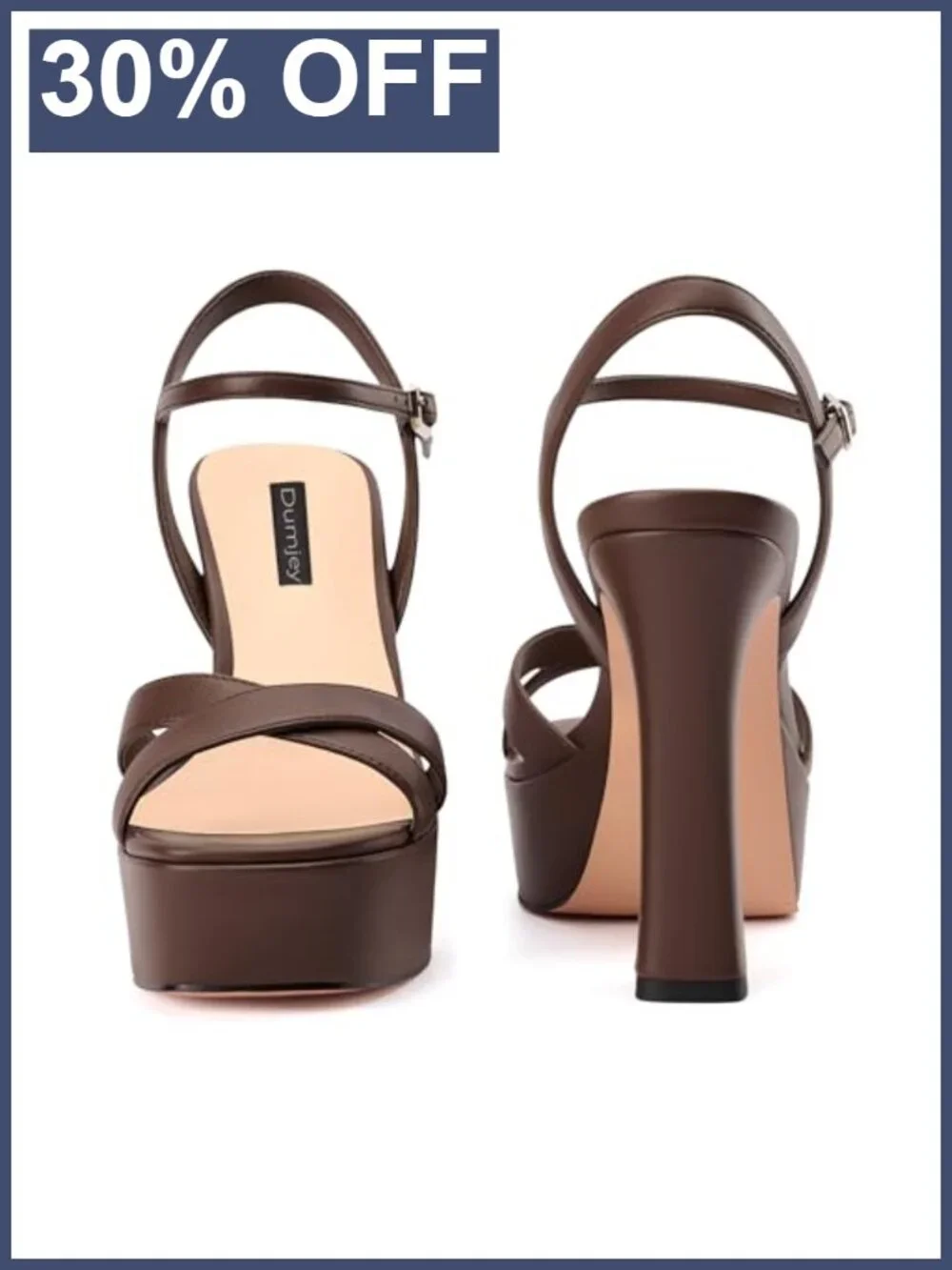 Platform Chunky High Heel Sandals with Ankle Strap Faux Leather Heels